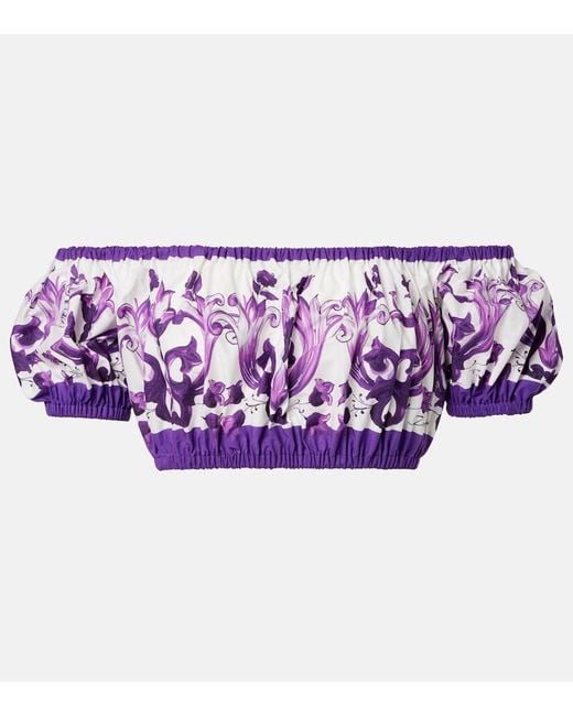 Dolce & Gabbana Purple Printed Crop Top