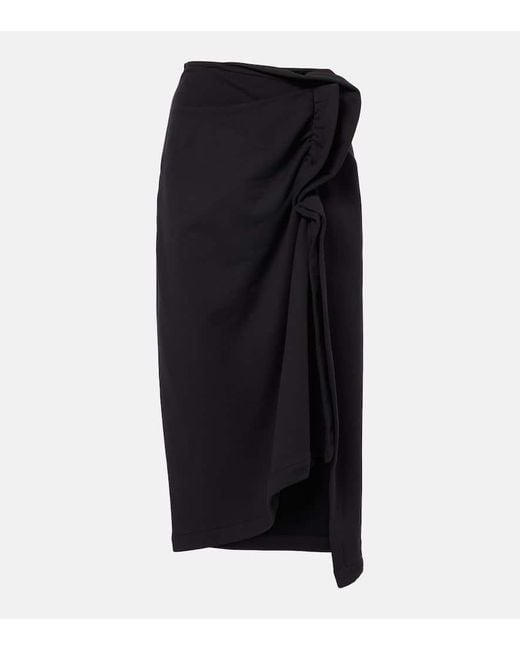 Jupe Midi Asymetrique En Coton Dries Van Noten en coloris Black