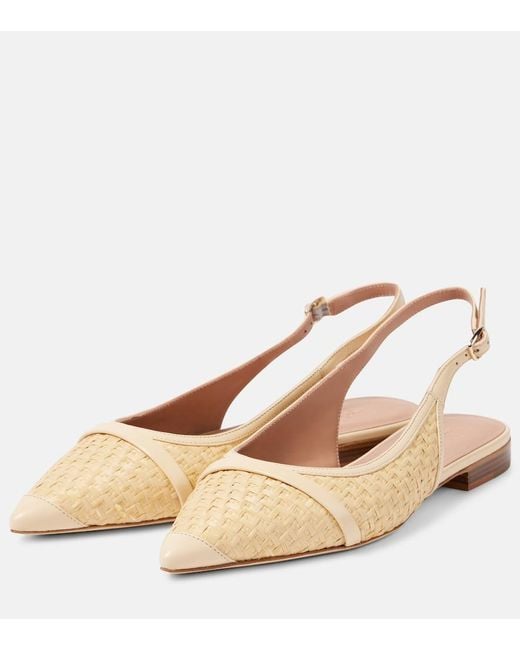 Malone Souliers Natural Jama Raffia Slingback Ballet Flats