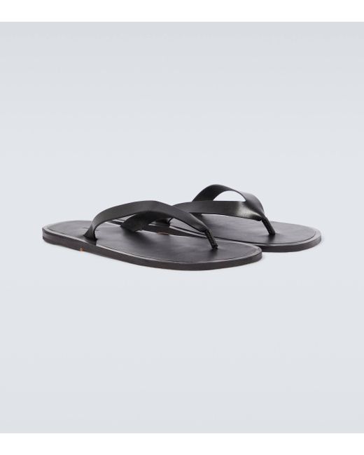 Auralee Black Leather Thong Sandals for men