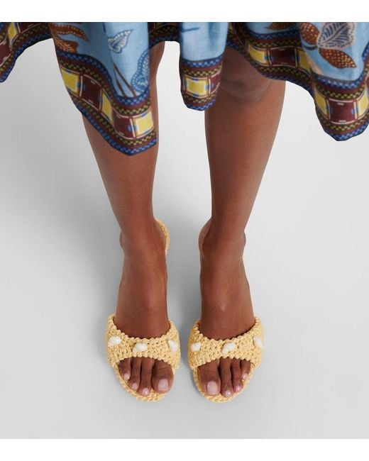 Mach & Mach Metallic Embellished Crochet Mules