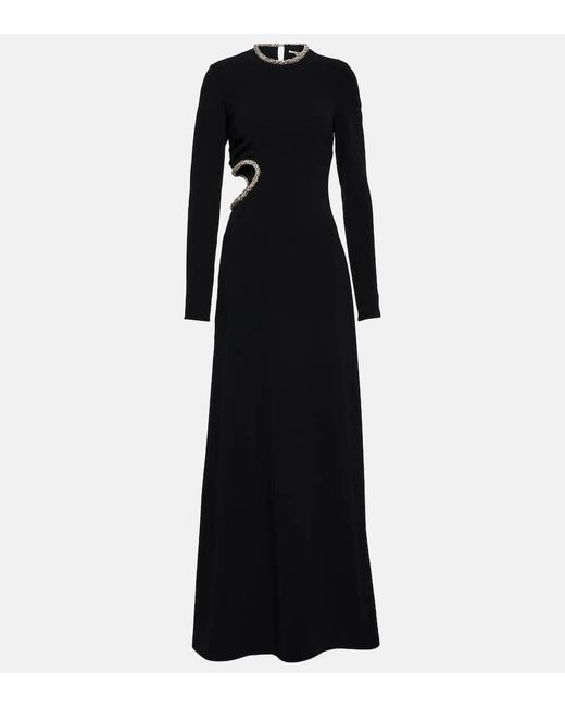 Stella McCartney Black Rhinestone-detailed Cut-out Gown