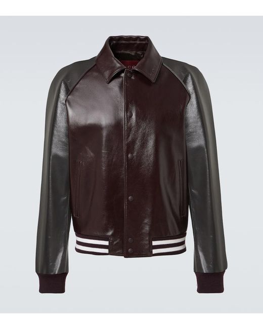 Gucci Black Leather Bomber Jacket for men