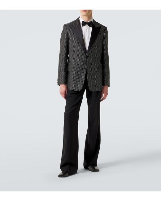 Valentino Black Polka-Dot Jacquard Tuxedo Jacket for men