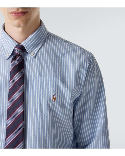 Polo Ralph Lauren Blue Striped Cotton Shirt for men