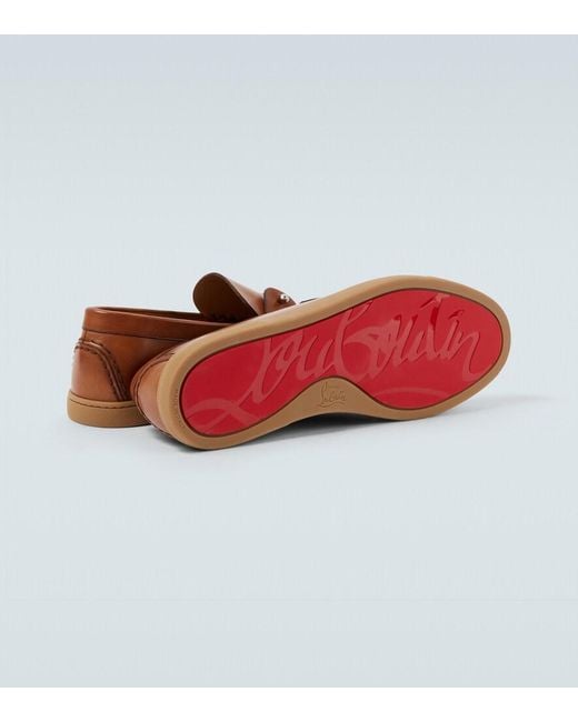 Christian Louboutin Brown Chambeliboat Leather Slip-On Shoes for men