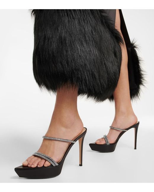 Gianvito Rossi Black Embellished Leather Platform Sandals