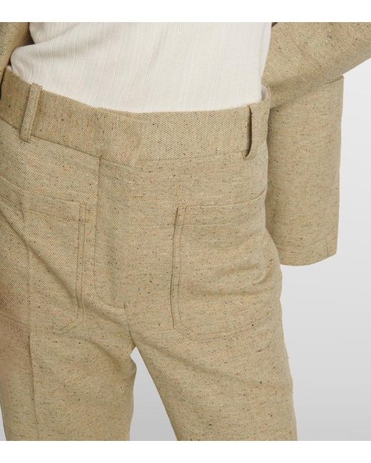 Pantalones flared de mezcla de lana Victoria Beckham de color Natural