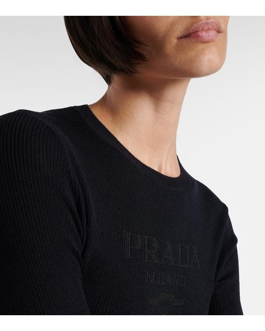 Prada Black Wool And Silk-Blend Sweater
