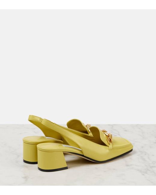 Jimmy Choo Yellow Diamond Tilda 45 Leather Slingback Pumps
