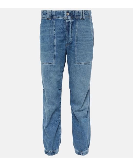Citizens of Humanity Blue Agni Mid-Rise Twill Tapered Pants