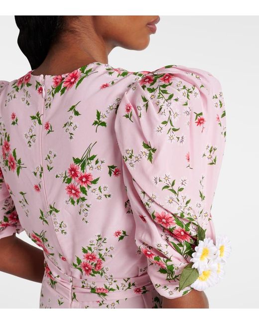 Rodarte Pink Floral Silk Cocktail Dress