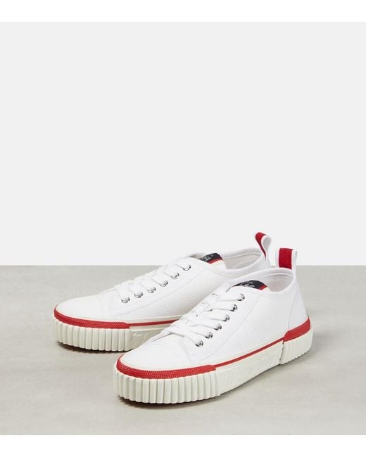 Christian Louboutin White Super Pedro Brand-Embellished Woven Low-Top Trainers