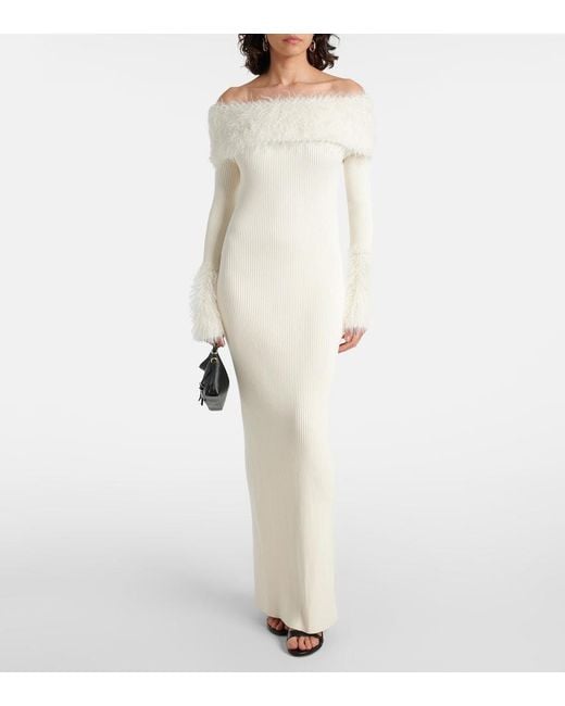 Jean Paul Gaultier White Ribbed-Knit Maxi Dress