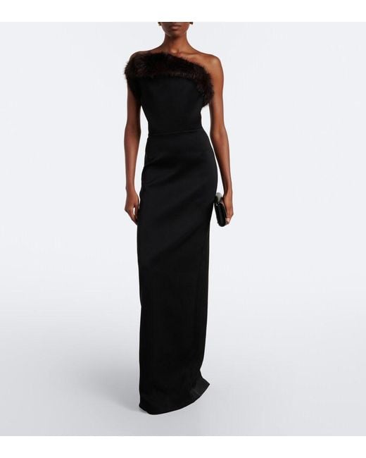 David Koma Black Strapless Bustier Gown