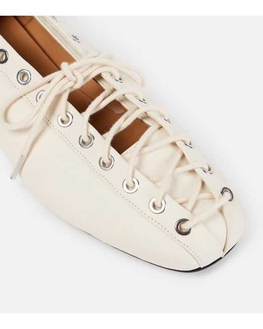 Ganni White Lace-Up Ballet Flats