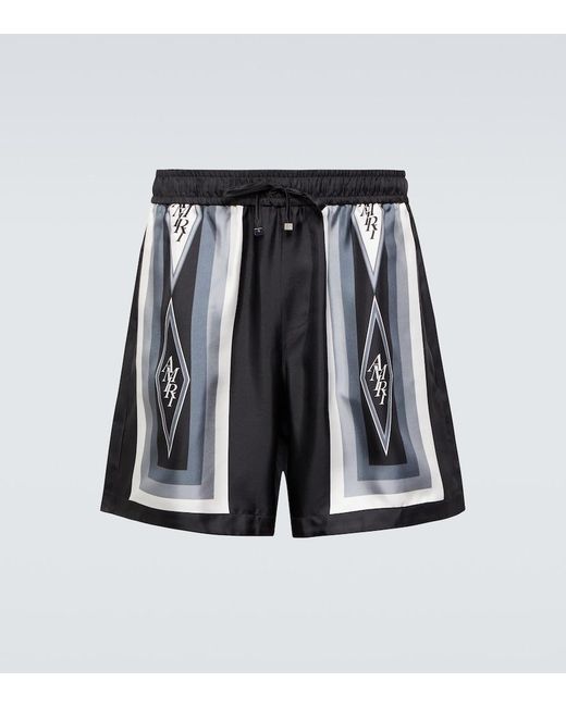 Amiri Black Diamond Silk Shorts for men