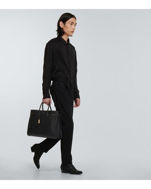 Saint Laurent Sac De Jour Thin Large Leather Bag in Black for Men | Lyst