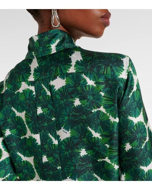 Max Mara Green Bedrucktes Hemd Rodesia Aus Seiden-Twill