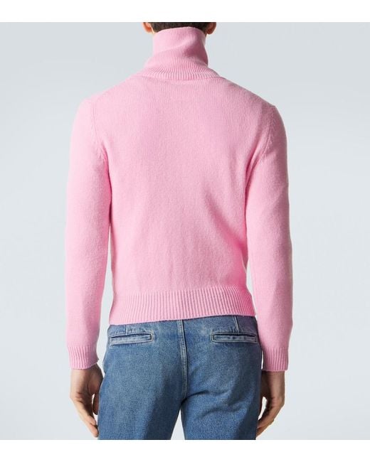 Jil Sander Pink Wool-Blend Zip-Up Sweater for men