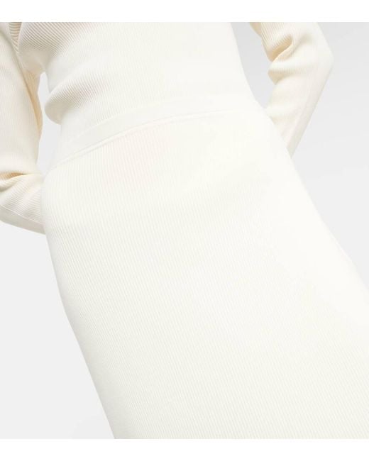 Ulla Johnson Natural Ayla Ribbed-Knit Maxi Skirt