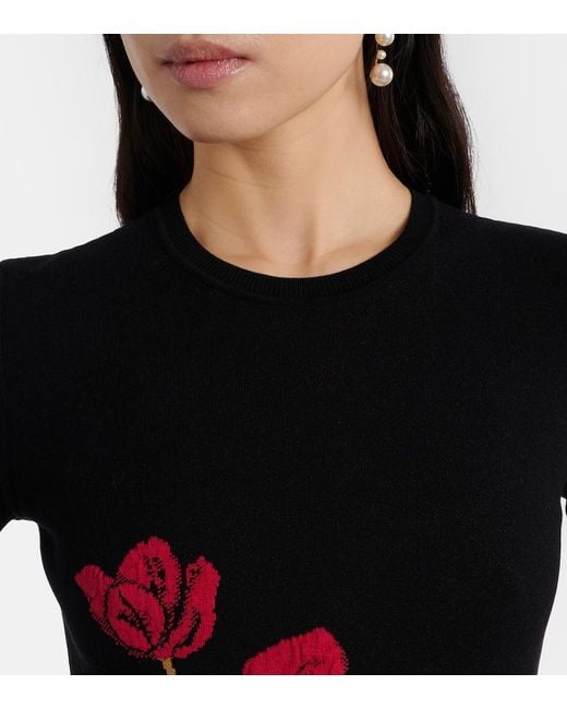 Erdem Black Floral Jacquard Top
