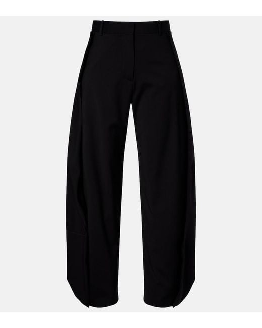 Loewe Blue Draped Wool Wide-Leg Pants