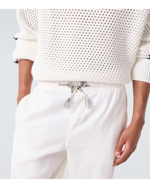 Pantalones Rectos Sonoran En Mezcla De Lino Orlebar Brown de hombre de color White