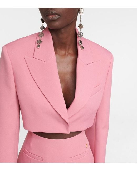 Blumarine Pink Cropped Crepe Blazer