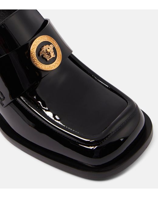 Versace Black Alia Patent Leather Loafer Pumps