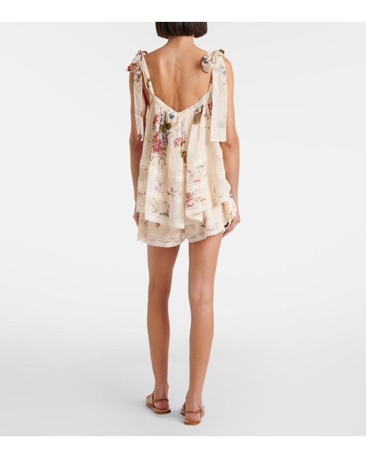 Zimmermann Natural Patience Floral Cotton And Silk Shorts