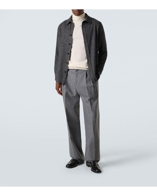 Zegna Blue Cashmere And Silk Overshirt for men