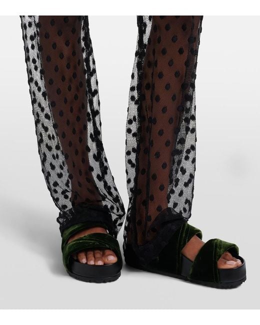Dries Van Noten Blue Polka-Dot Mesh Slim Pants
