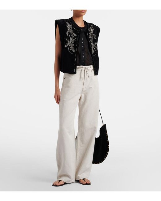 FRAME Natural Off Duty Drawstring Wide-Leg Jeans
