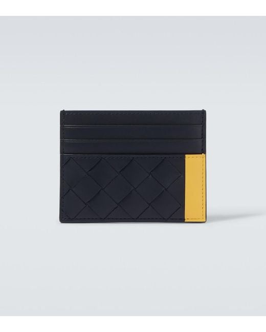 Bottega Veneta Blue Intrecciato Leather Card Holder for men