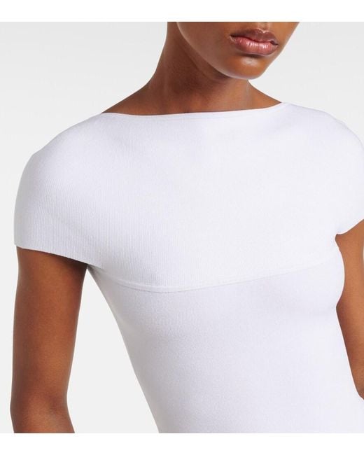 Khaite White Basile Jersey Bodysuit