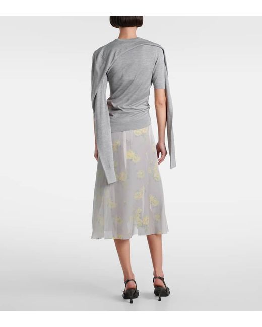 Acne Gray Draped Silk Jersey Top