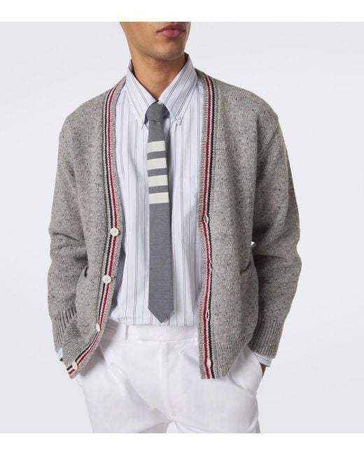 Thom Browne Gray Hector Intarsia Wool And Mohair Cardigan for men