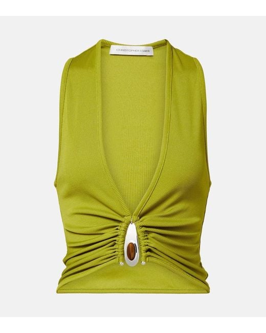 Christopher Esber Green Crystal Pendant Top