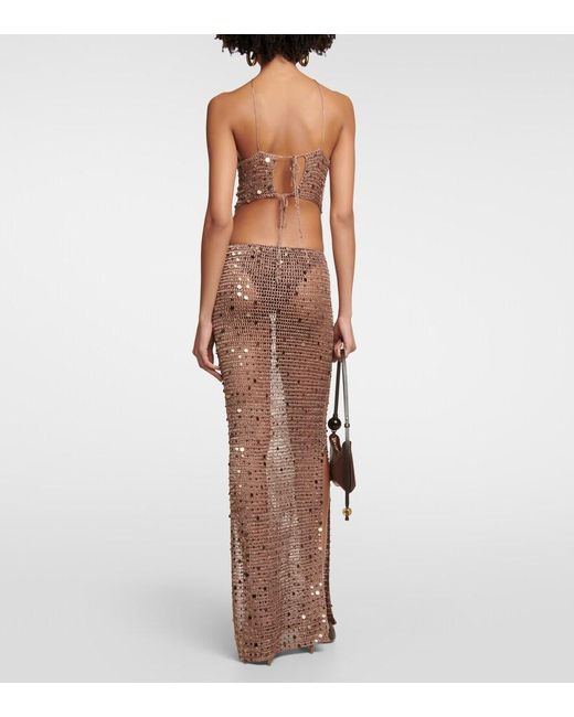 AYA MUSE Multicolor Morel Cutout Sequined Maxi Dress