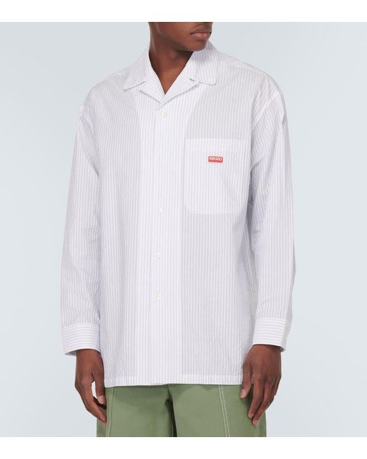 Camisa de popelin de algodon a rayas KENZO de hombre de color White