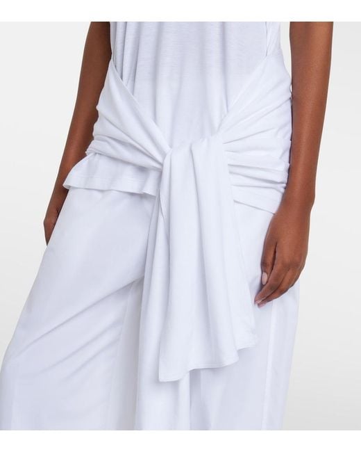 Totême White Tie-Waist Jersey Top