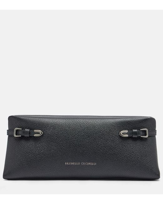 Brunello Cucinelli Black Small Leather Clutch