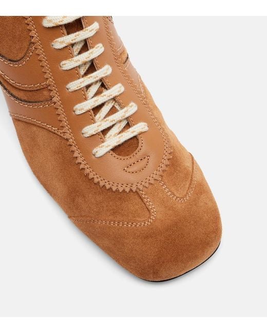Dries Van Noten Brown 65 Leather-Trimmed Suede Mules