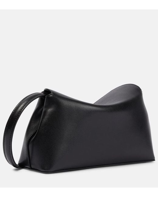 Totême Black T-Lock Small Leather Clutch