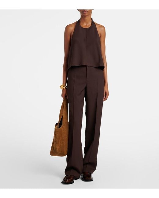 Wardrobe NYC Brown Open-Back Halterneck Wool Top