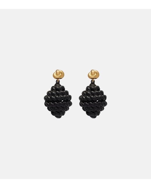 Totême Black Rope-Plated Enamel Drop Earrings