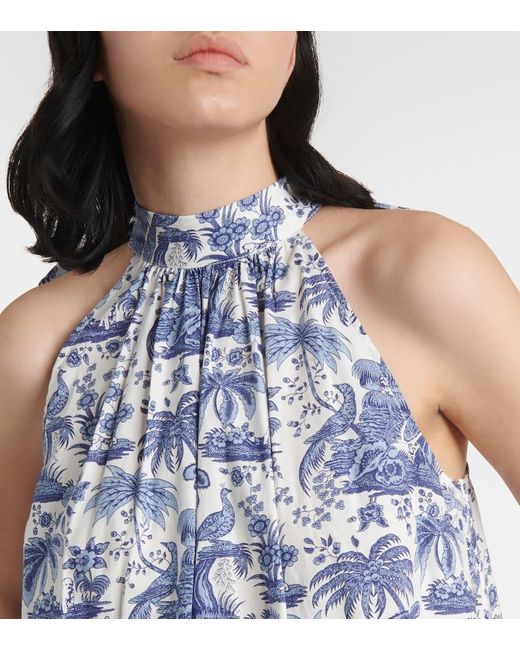 Vestido corto Marlowe de algodon floral Staud de color Blue