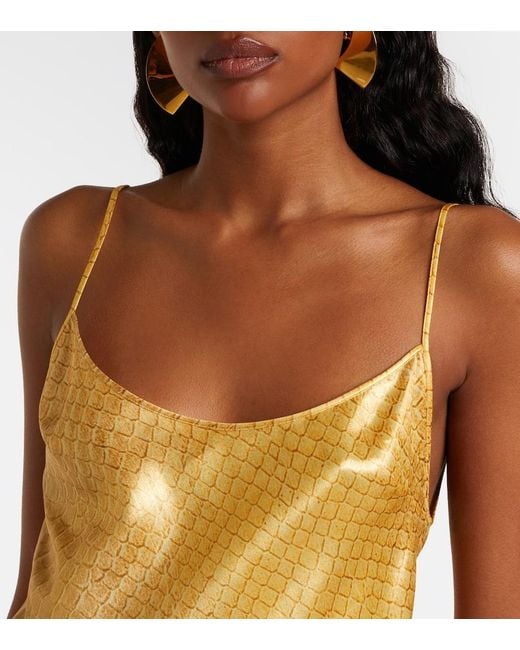 Roberto Cavalli Metallic Snake-Print Silk Gown
