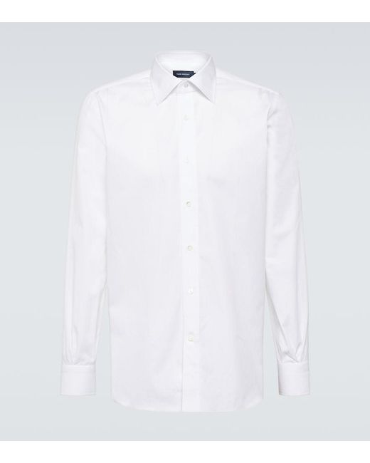 Thom Sweeney White Lecce Cotton Poplin Shirt for men
